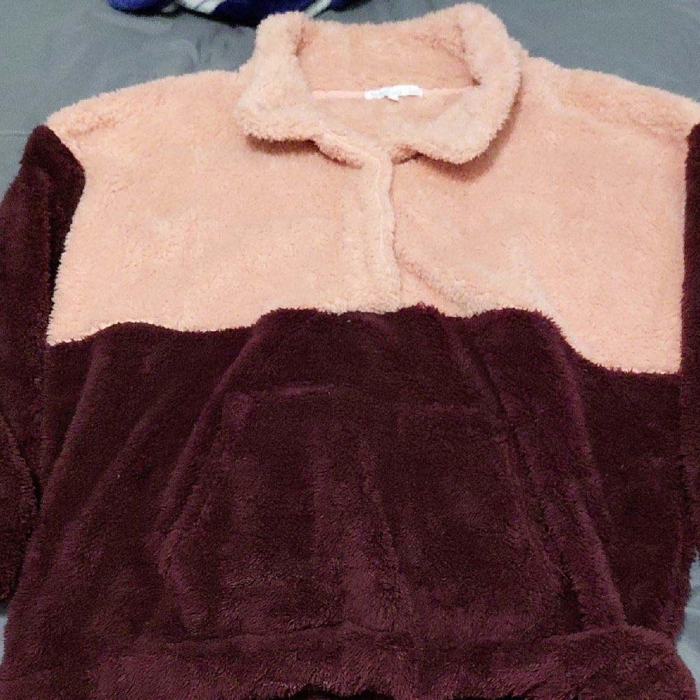 Rebellious One Peach Fleece Top